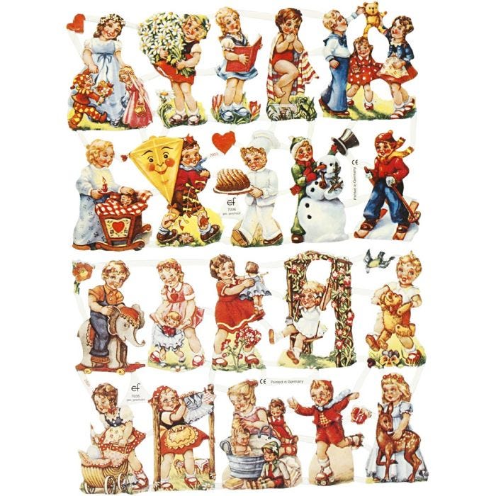 Vintage Die-Cuts, nostalgic children, sheet 16,5x23,5 cm, 2 sheet/ 1 pack