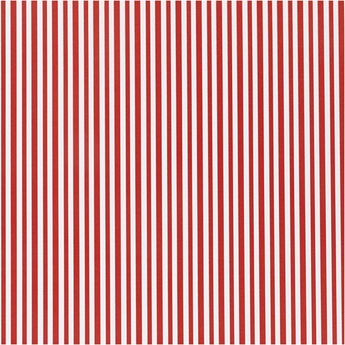 Gift wrap, Stripes, W: 50 cm, 80 g, red/white, 100 m/ 1 roll