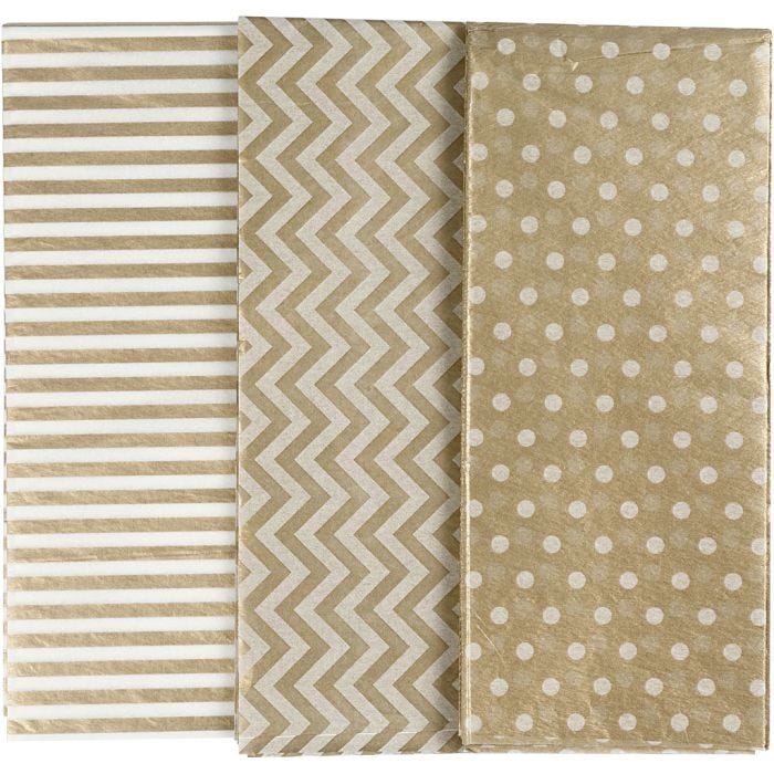 Tissue Paper, sheet 50x70 cm, 17 g, gold, 6sheet/ 1 pack