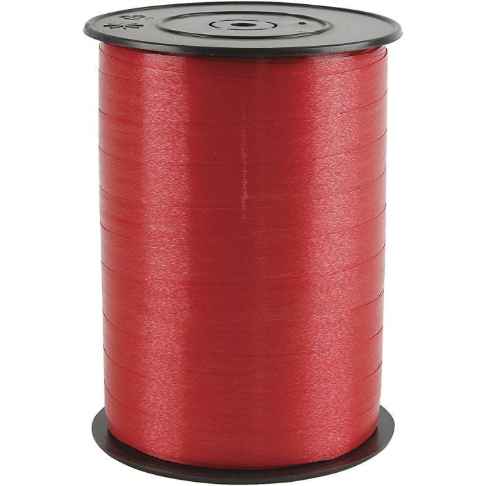 Curling Ribbon, W: 10 mm, glossy, red, 250 m/ 1 roll