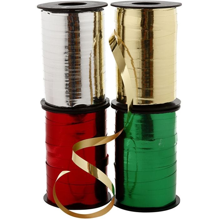 Curling Ribbon, W: 10 mm, glossy, 4x250m/ 1 pack