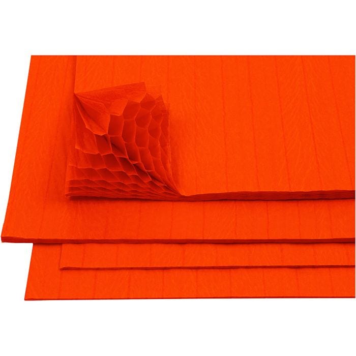 Honeycomb paper, sheet 28x17,8 cm, orange, 8 sheet/ 1 pack