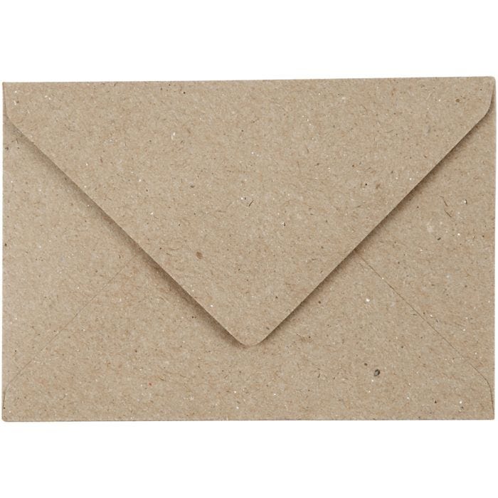 Recycled envelope, envelope size 7,8x11,5 cm, 120 g, natural, 50 pc/ 1 pack