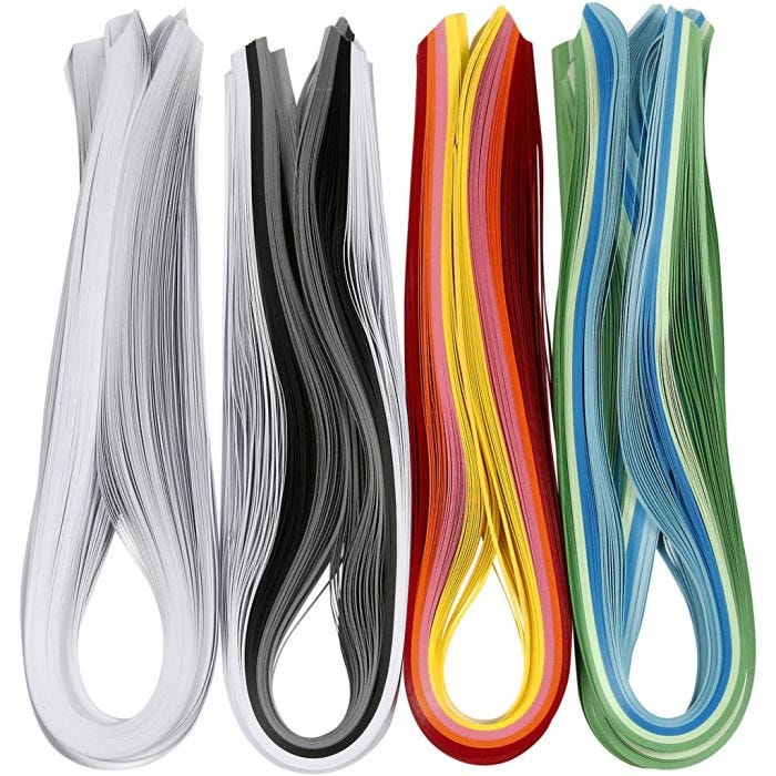 Quilling Paper Strips, L: 78 cm, W: 5 mm, 120 g, assorted colours, 12x100 pc/ 1 pack