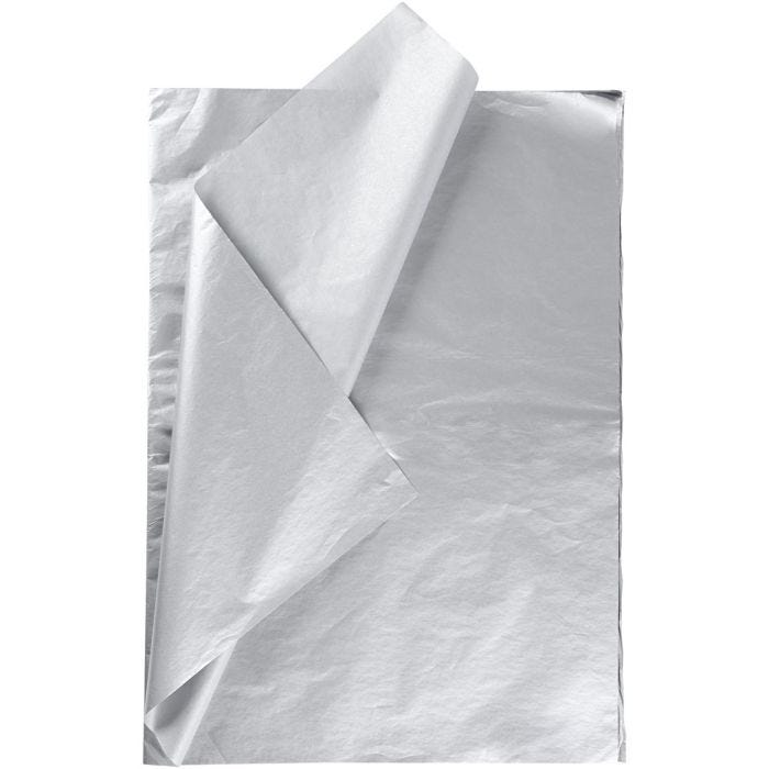 Tissue paper, sheet 50x70 cm, 14 g, silver, 25sheet/ 1 pack