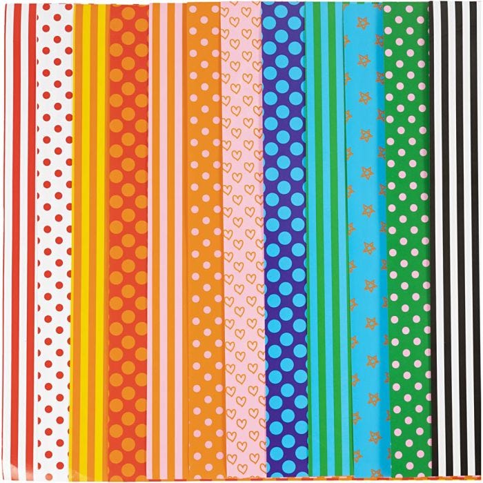 Glazed Paper, Pattern, sheet 32x48 cm, 80 g, assorted colours, 100ass sheets/ 1 pack