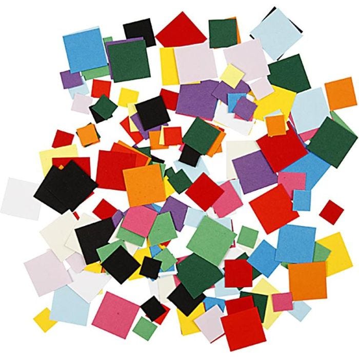 Card Mosaics, square, size 10+15+20 mm, 180g/ 1 pack