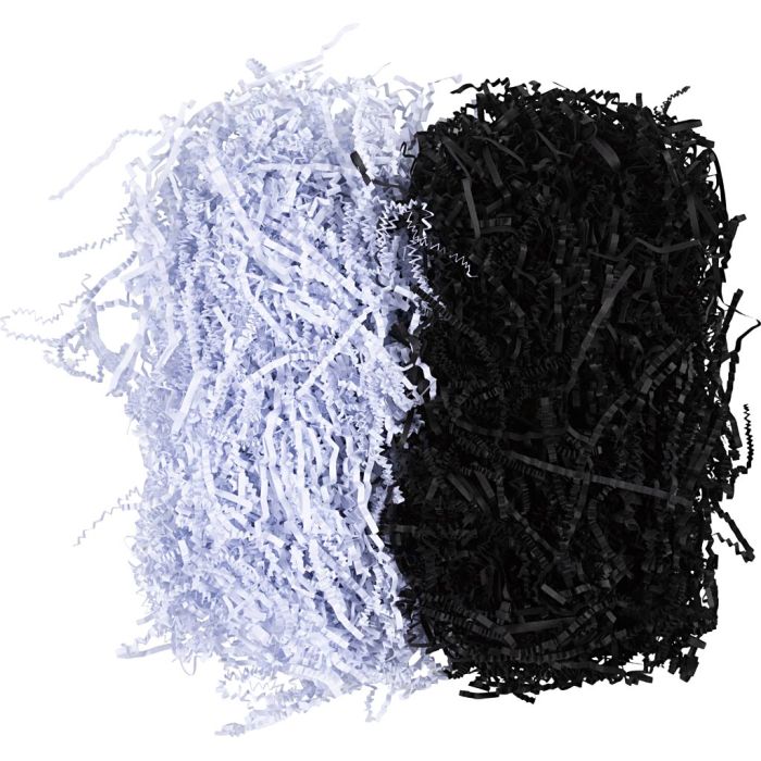 Crinkle Paper, L: 25-30 cm, W: 3 mm, black, white, 2x50 g/ 1 pack