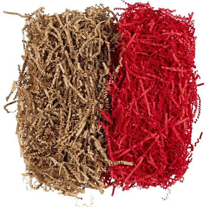 Crinkle Paper, L: 25-30 cm, W: 3 mm, brown, red, 2x50 g/ 1 pack