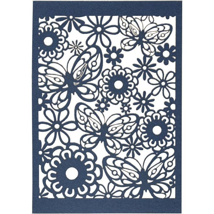 Lace Patterned cardboard, sheet 10,5x15 cm, 200 g, blue, 10pc/ 1 pack