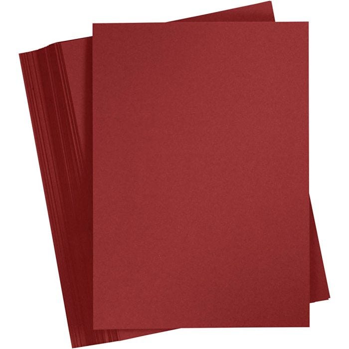 Card, A4, sheet 210x297 mm, 180 g, dark red, 100 sheet/ 1 pack