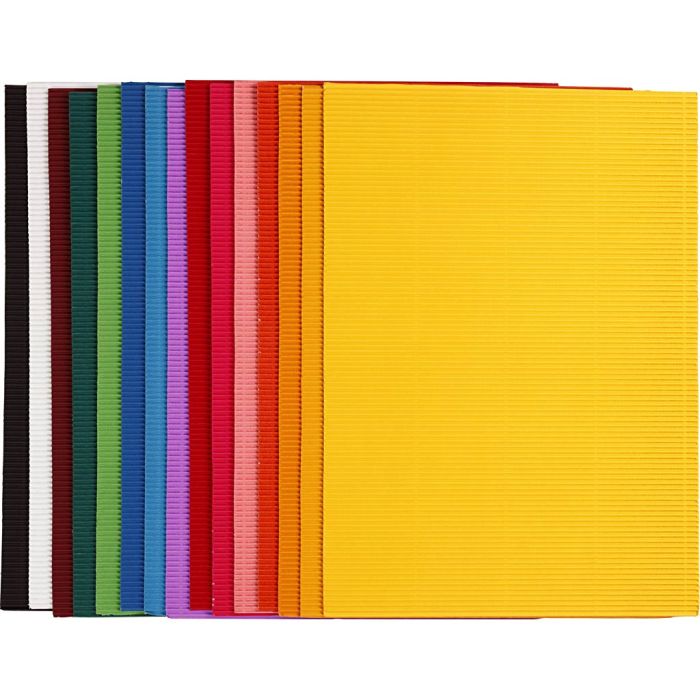 Corrugated Card, sheet 25x35 cm, 80 g, 15 ass sheets/ 1 pack