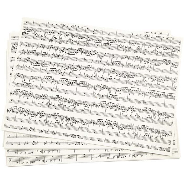Kraft Paper with print, music notes, A4, sheet 210x297 mm, 100 g, 10sheet/ 1 pack