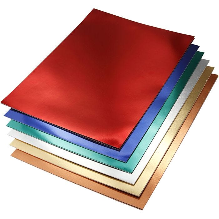 Metallic Foil Card, A4, 210x297 mm, 280 g, assorted colours, 30 ass sheets/ 1 pack