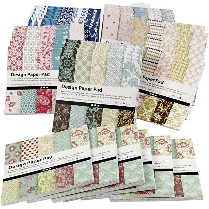 Design Paper Pad, sheet 15,2x15,2 cm, 120 g, assorted colours, 6x10 pc/ 1 pack
