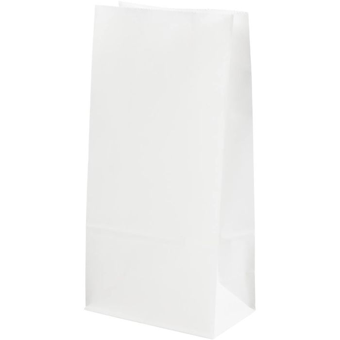 Paper Bag, H: 22.5 cm, size 6,5x11 cm, 50 g, white, 100 pc/ 1 pack