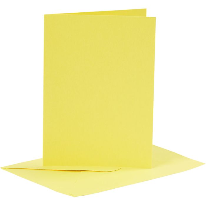 Cards and envelopes, card size 10,5x15 cm, envelope size 11,5x16,5 cm, 110+220 g, yellow, 6set/ 1 pack