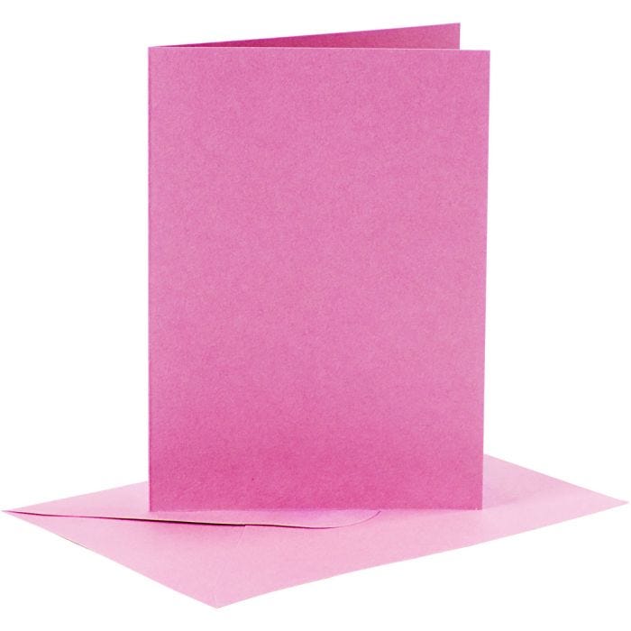 Cards and envelopes, card size 10,5x15 cm, envelope size 11,5x16,5 cm, 110+220 g, pink, 6set/ 1 pack