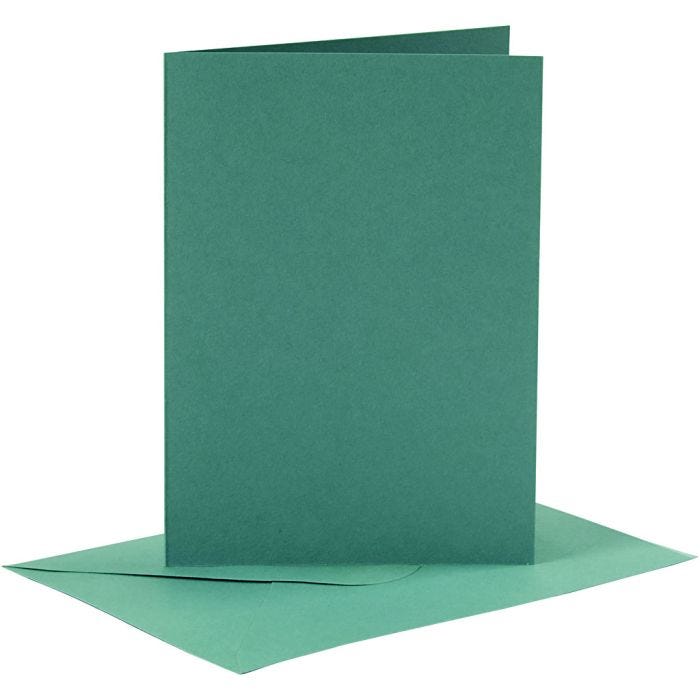 Cards and envelopes, card size 10,5x15 cm, envelope size 11,5x16,5 cm, 110+230 g, dark green, 6 set/ 1 pack