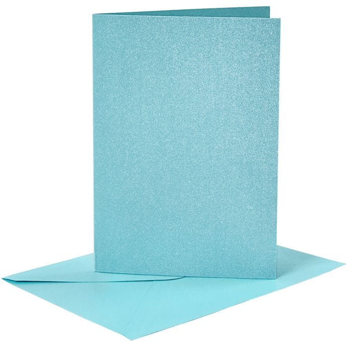 Cards and Envelopes, card size 10,5x15 cm, envelope size 11,5x16,5 cm, mother of pearl, 120+210 g, blue, 4set/ 1 pack