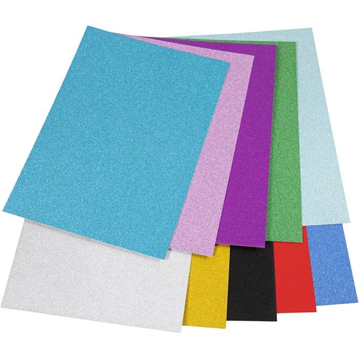 Glitter card, A4, Colour may vary , 250 g, 10 sheet/ 1 pack