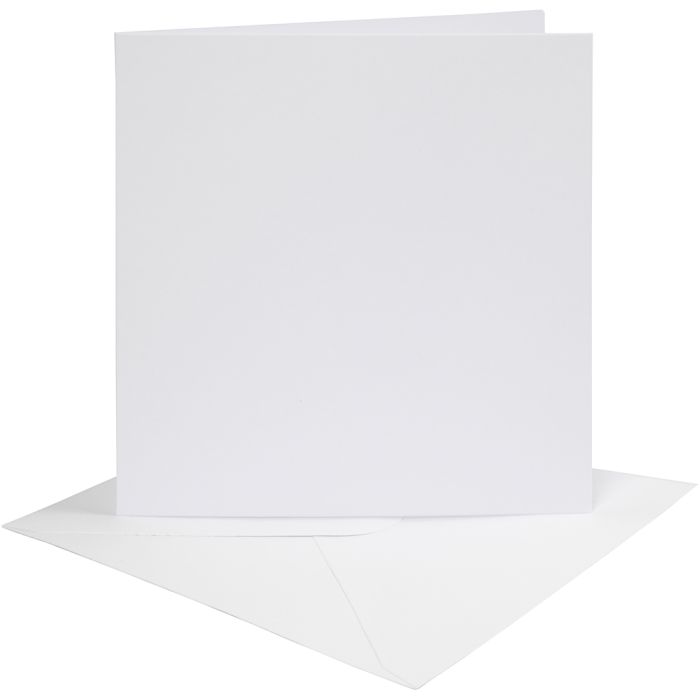 Cards and envelopes, card size 15,2x15,2 cm, envelope size 16x16 cm, 230 g, white, 4 set/ 1 pack