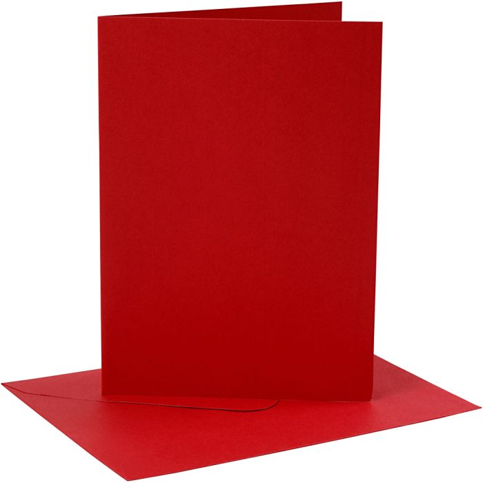 Cards and envelopes, card size 12,7x17,8 cm, envelope size 13,3x18,5 cm, 230 g, red, 4 set/ 1 pack