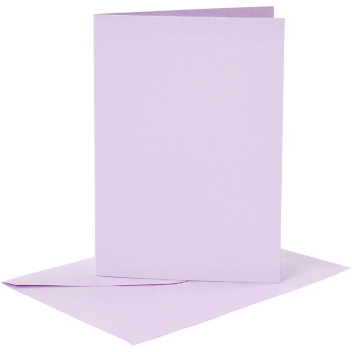 Cards and envelopes, card size 10,5x15 cm, envelope size 11,5x16,5 cm, 120+210 g, light lilac, 6 set/ 1 pack
