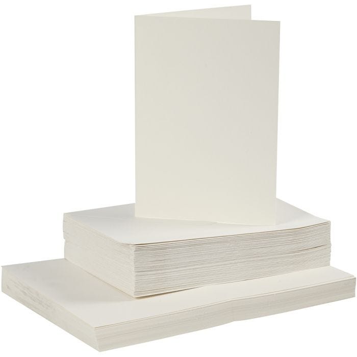 Cards and envelopes, card size 10,5x15 cm, envelope size 11,5x16,5 cm, 110+220 g, off-white, 50set/ 1 pack