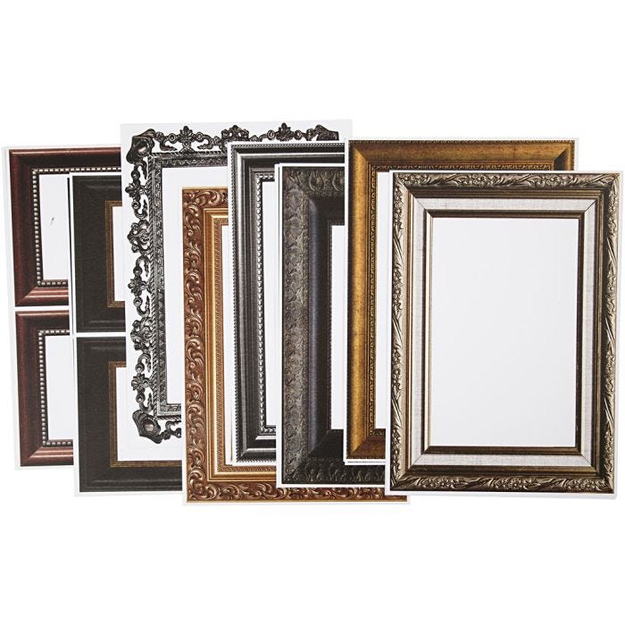 Frames, size 26,2x18,5 cm, metallic colours, 16 ass sheets/ 1 pack