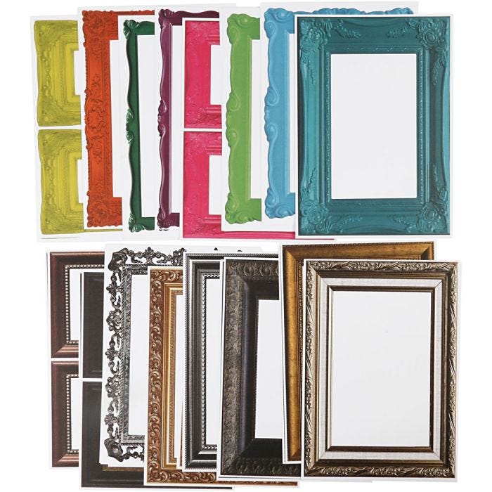 Frames, size 26,2x18,5 cm, assorted colours, 64ass sheets/ 1 pack