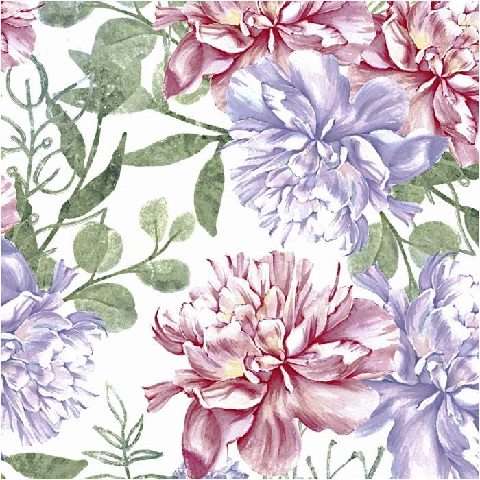 Table Napkins, peonies, size 33x33 cm, 20 pc/ 1 pack
