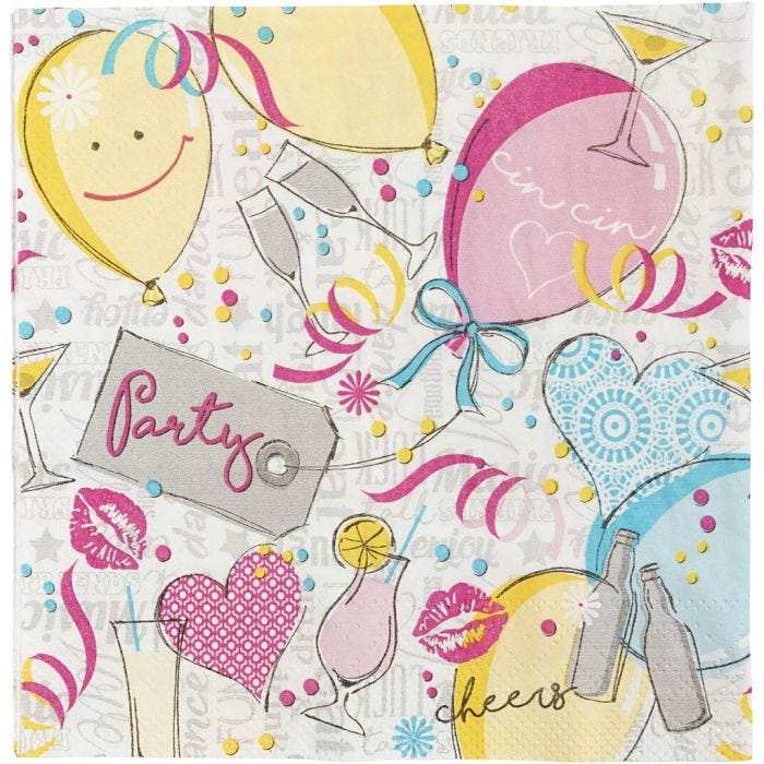 Table Napkins, Ballons , size 33x33 cm, 20 pc/ 1 pack