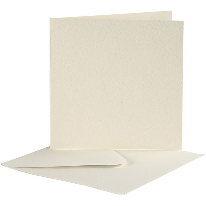 Cards And Envelopes, card size 12,5x12,5 cm, envelope size 13,5x13,5 cm, off-white, 10set/ 1 pack