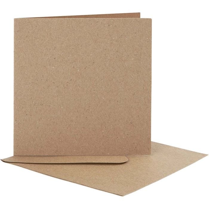 Blank Cards With Envelope, card size 12,5x12,5 cm, envelope size 13,5x13,5 cm, natural, 10 set/ 1 pack