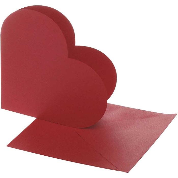 Heart-Shaped Cards , card size 12,5x12,5 cm, envelope size 13,5x13,5 cm, red, 10 set/ 1 pack