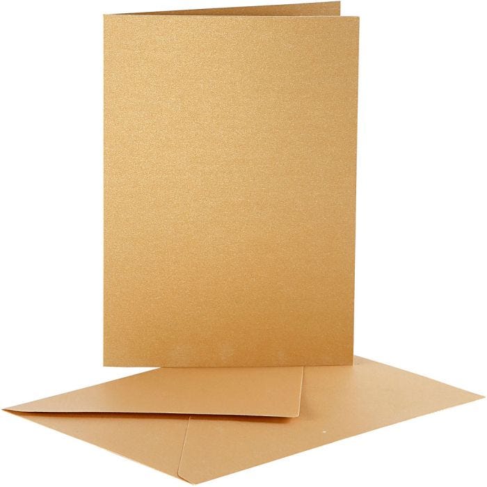 Pearlescent Cards &amp; Envelopes, card size 10,5x15 cm, envelope size 11,5x16,5 cm, gold, 10 set/ 1 pack