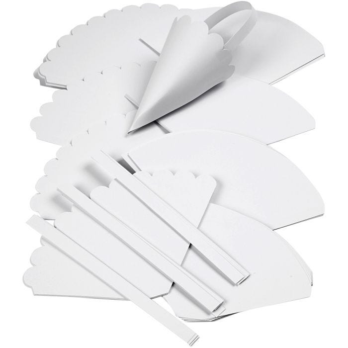 Cones, H: 13 cm, dia. 8 cm, white, 240 pc/ 1 pack