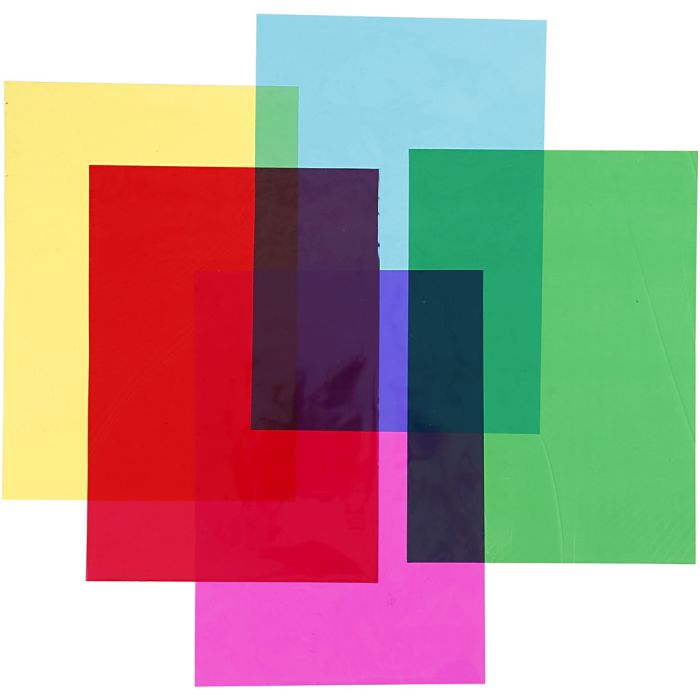 Cellophane, sheet 210x297 mm, assorted colours, 5x20sheet/ 1 pack