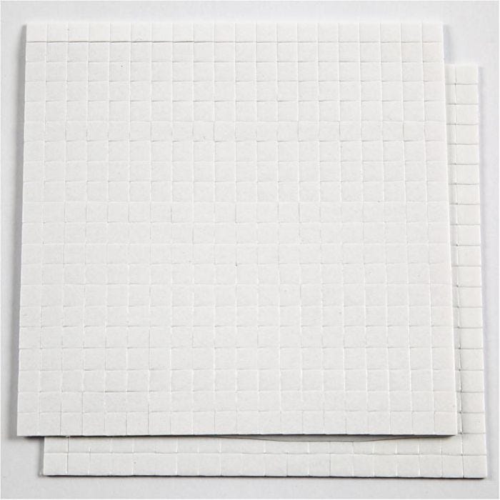 3D Foam Pads, size 5x5 mm, thickness 1 mm, white, 2x400 pc, 2 sheet/ 1 pack