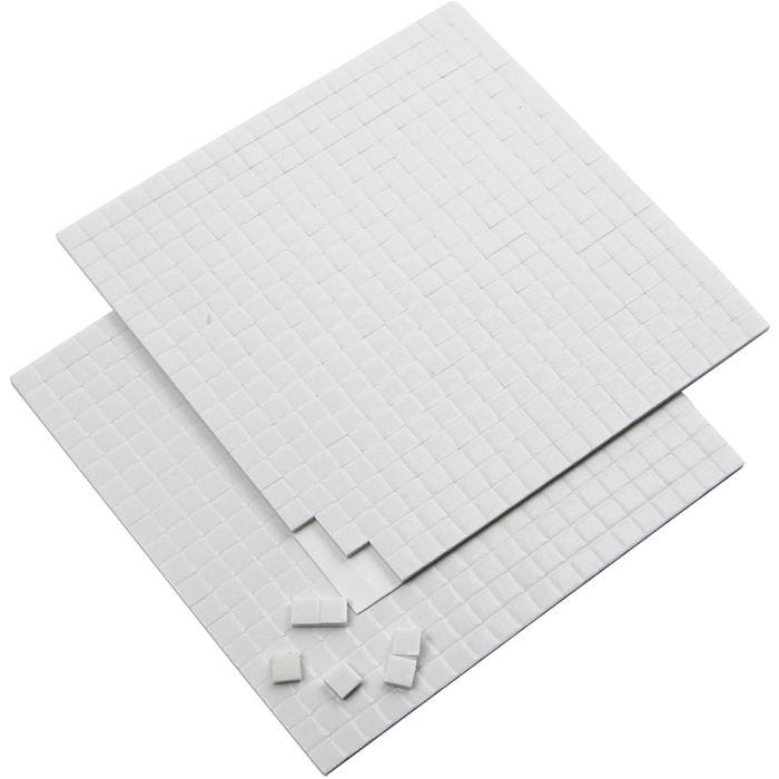 3D Foam Pads, size 5x5 mm, thickness 2 mm, white, 2x400 pc, 2 sheet/ 1 pack
