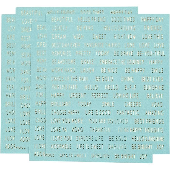 Stickers, sheet 10x11,5 cm, turquoise, 4pc/ 1 pack