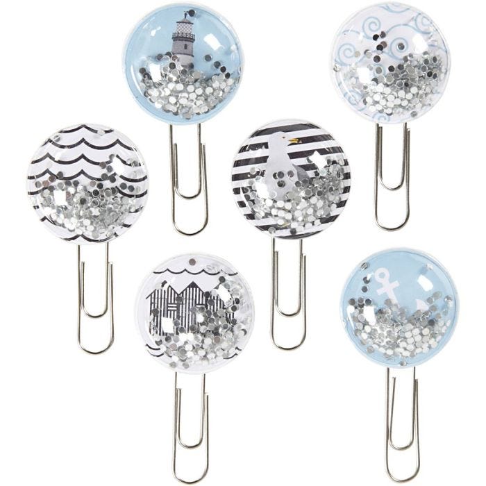 Shaker clips, L: 49 mm, dia. 25 mm, black, blue, grey, white, 6pc/ 1 pack