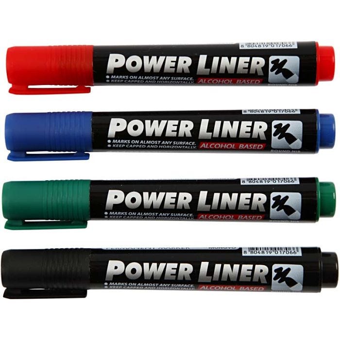 Power Liner, line 1,5-3 mm, black, blue, green, red, 4 pc/ 1 pack