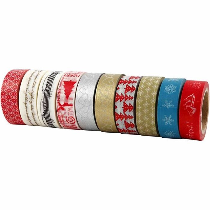 Washi Tape, christmas, W: 15 mm, 10x10m/ 1 pack