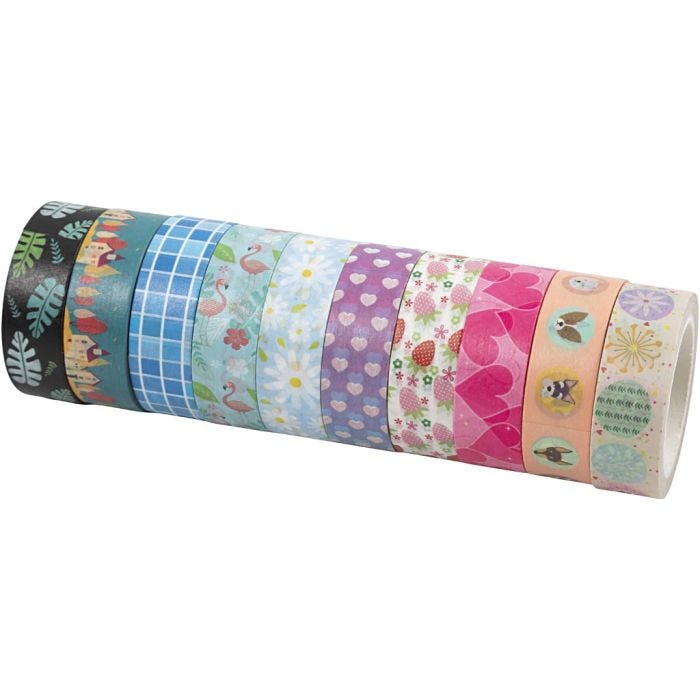 Washi Tape, W: 15 mm, 10x10m/ 1 pack