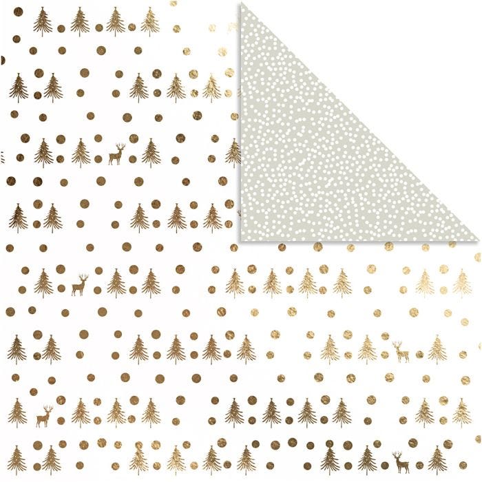 Design Paper, deers and dots, sheet 30,5x30,5 cm, 180 g, gold, 3sheet/ 1 pack