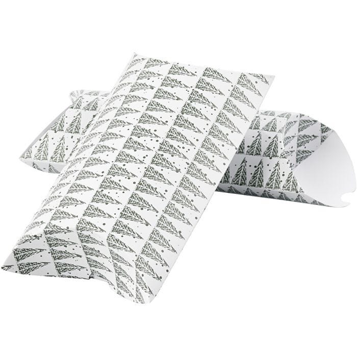 Pillow box, pinetree, size 18x15x6 cm, 300 g, green, 3pc/ 1 pack