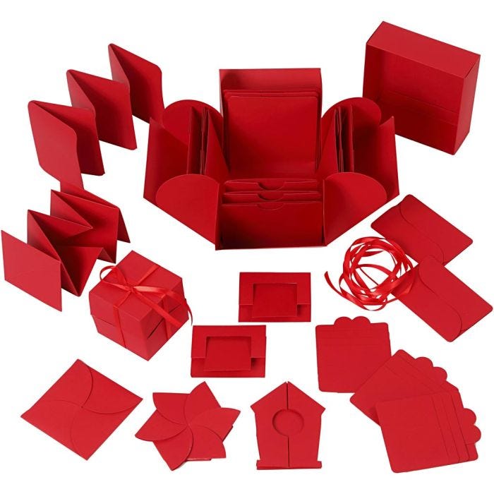 Explosion box, size 7x7x7,5+12x12x12 cm, red, 1 pc