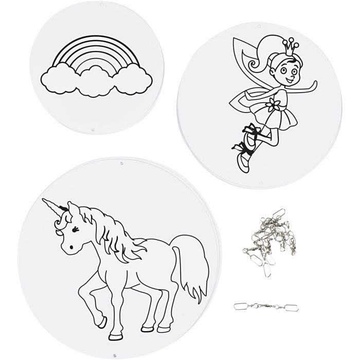 Mobile Ornaments with Motifs, dia. 12+15+18 cm, 300 g, white, 3 set/ 1 pack